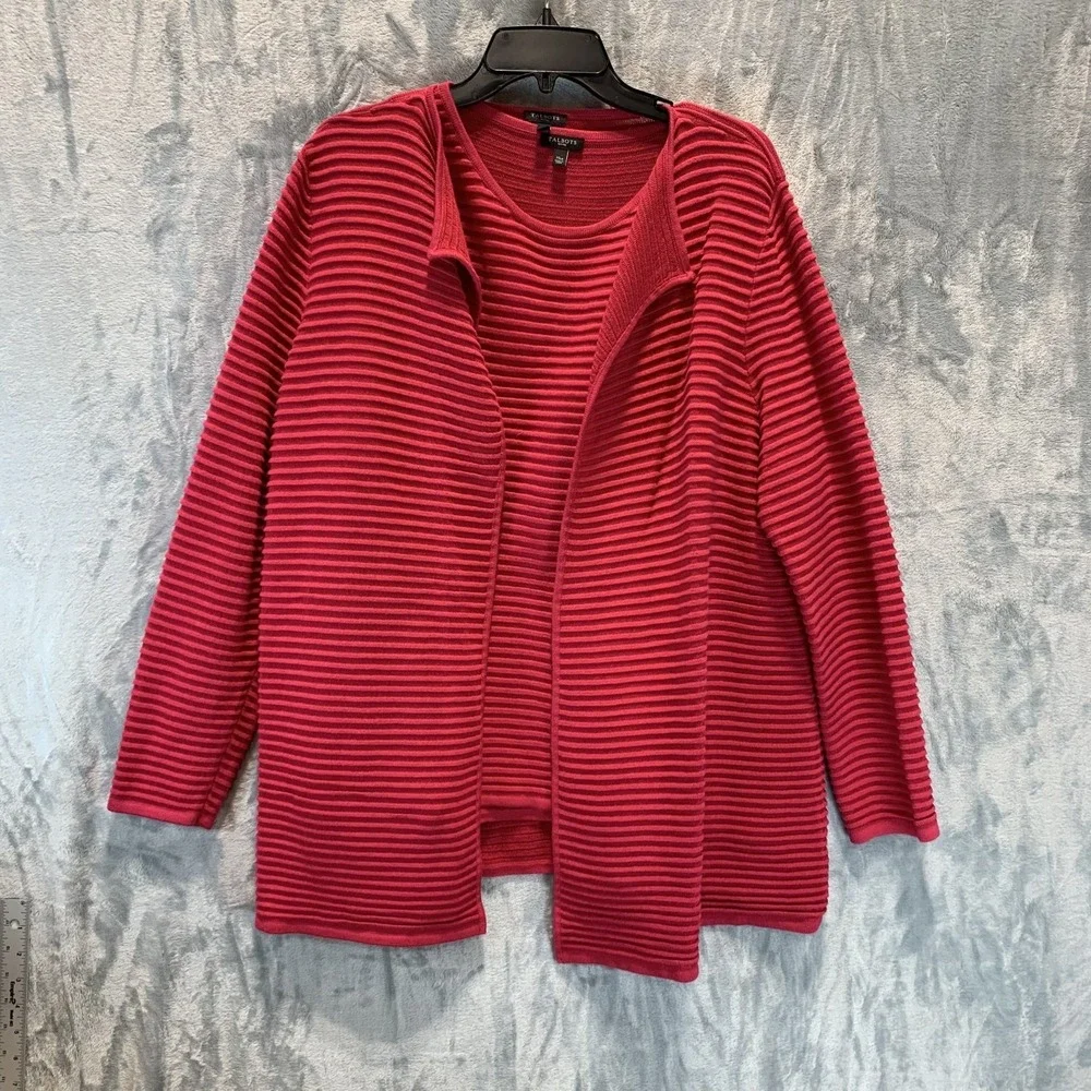 Talbots Women's Sweater Cardigan and Shell Tank XL Petite Pink Ribbed Minimalist